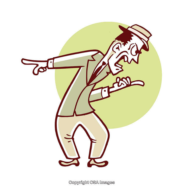 Expressive Art of a Man Angrily Pointing and Shouting in Cartoon Style