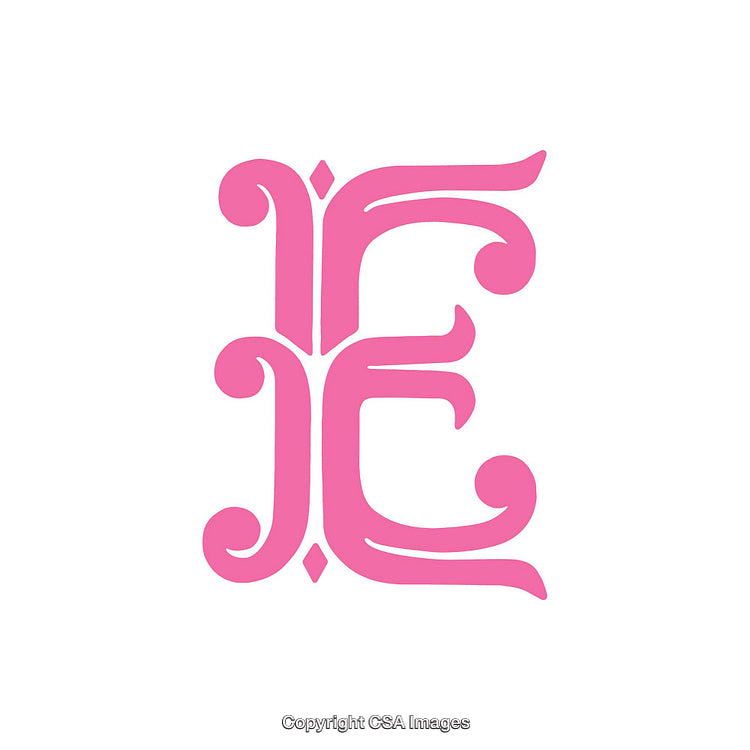 Artistic Pink Decorative Letter E on White Background