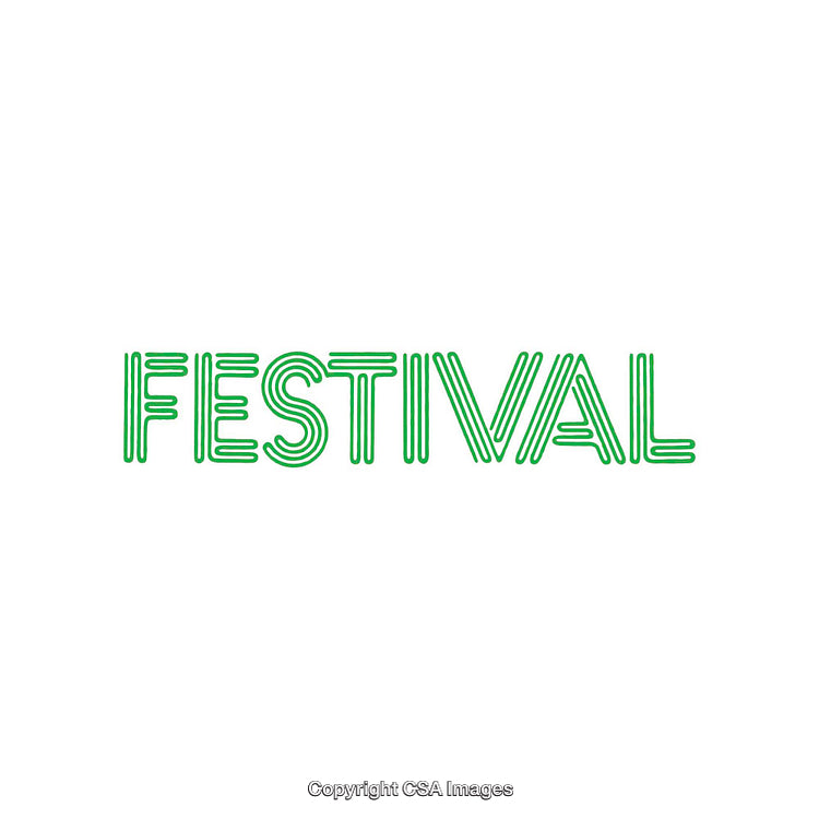 Minimalist Text Design Reading 'Festival' in Green Line Art Style