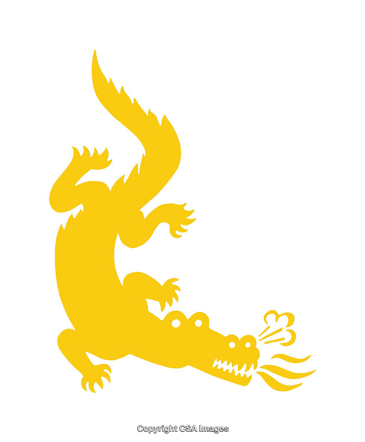 Illustration of a Yellow Fire-Breathing Crocodile Icon Design