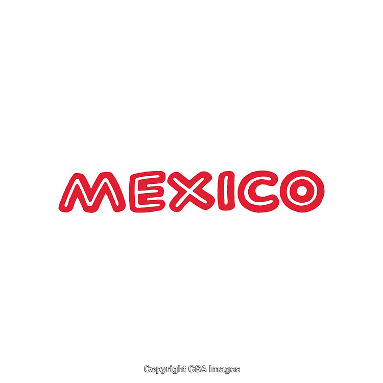 Stylized Red Typography Featuring the Word Mexico on White Background