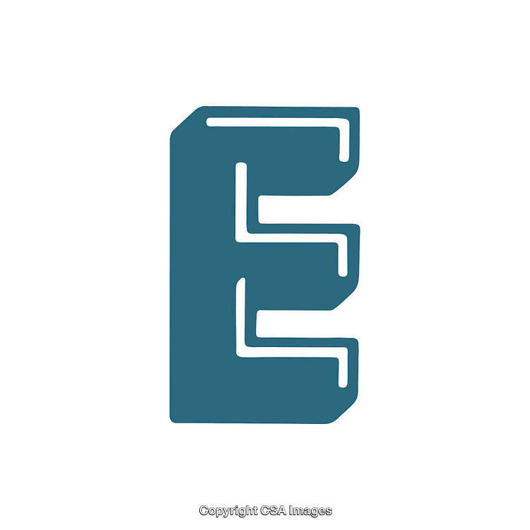 Stylized Minimalist Blue Letter E With a Modern Graphic Design