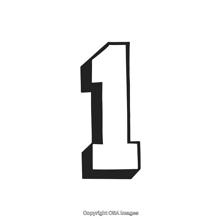 Stylized Black and White Illustration of the Number One