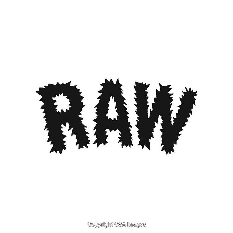 Bold Text Design Depicting the Word 'Raw' With Unique Spiky Edges