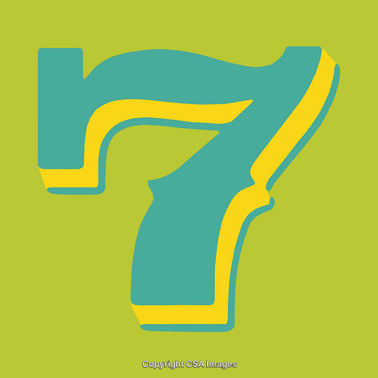 Stylized Illustration of the Number Seven in Bright Colors
