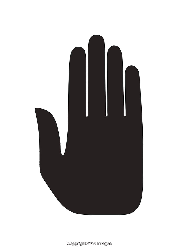 Black Silhouette of an Upright Palm Hand Illustration on White