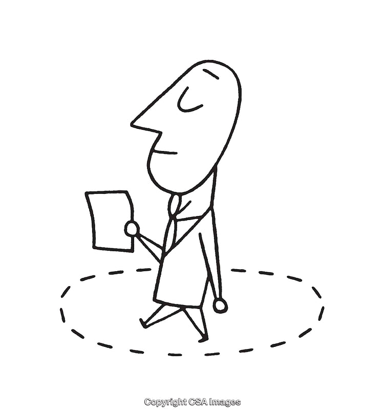 Minimalist Line Art Illustration of a Businessman Walking in a Circular Path