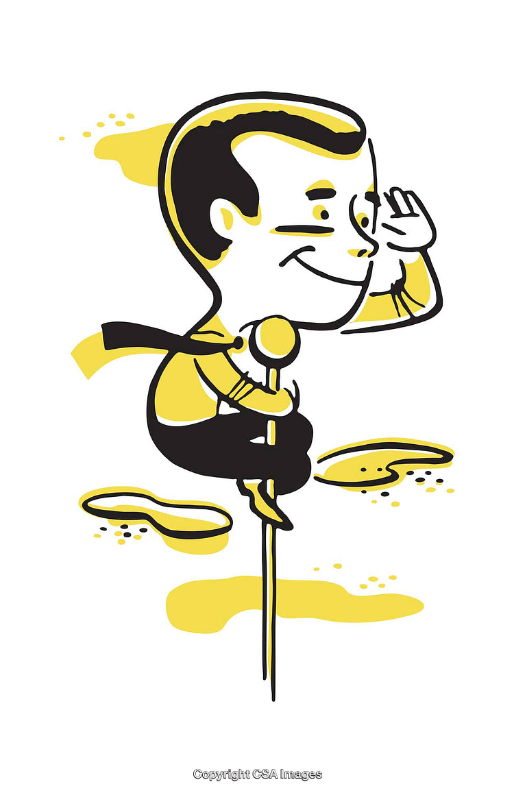 Cheerful Cartoon Character Sitting on a Stick with a Playful Smile
