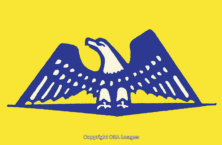 Blue Eagle Emblem on Yellow Background Evoking Strength and Symbolism