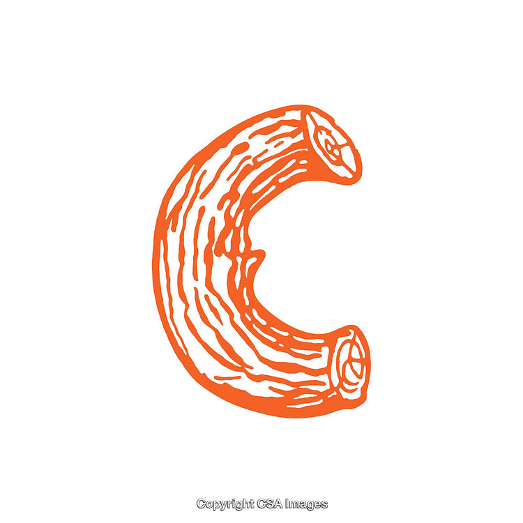 Illustrated Orange Letter C with Decorative Texture and Bold Design