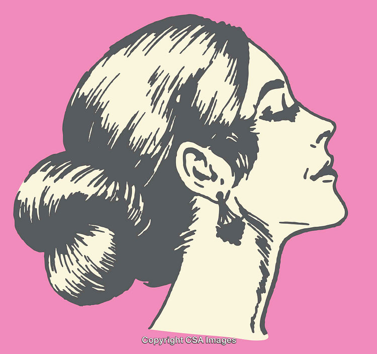 Elegant Woman Profile in Vibrant Color Line Art Illustration