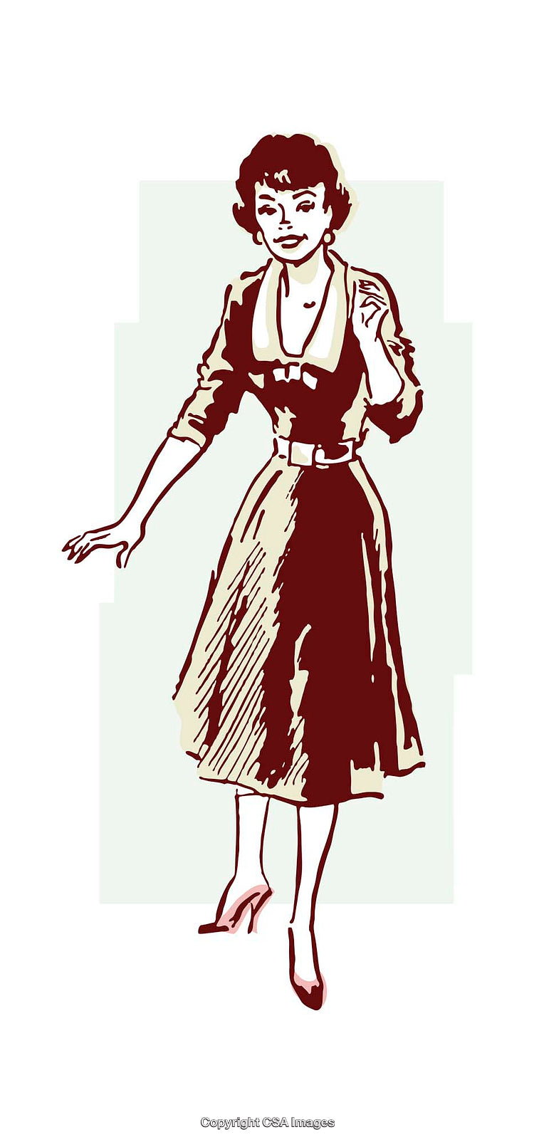 Vintage Style Illustration of a Woman in Formal Dress