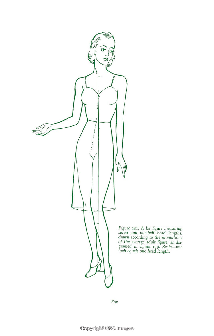 Illustration of Female Figure Following Proportional Guidelines for Artistic Reference