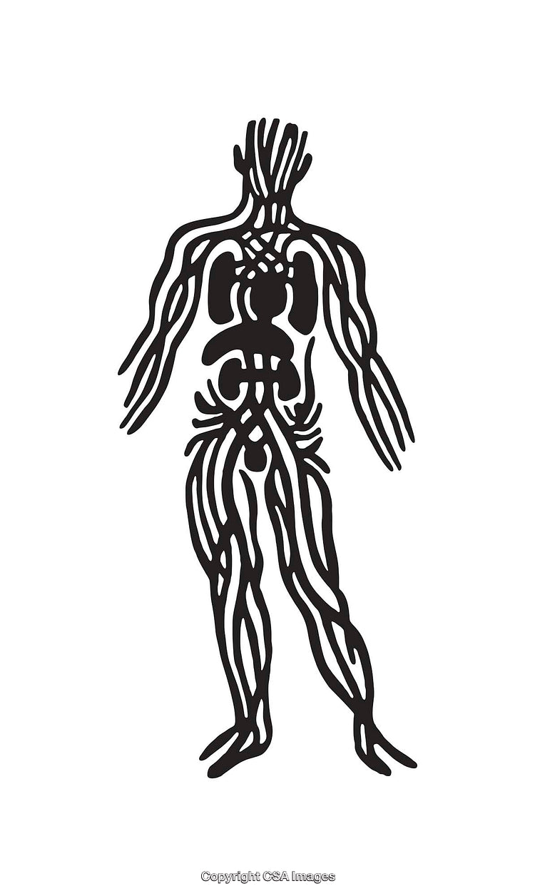 Abstract Black and White Line Art of a Human Figure