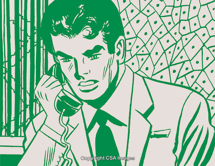 Retro Styled Illustration of a Professional Man Talking on the Telephone