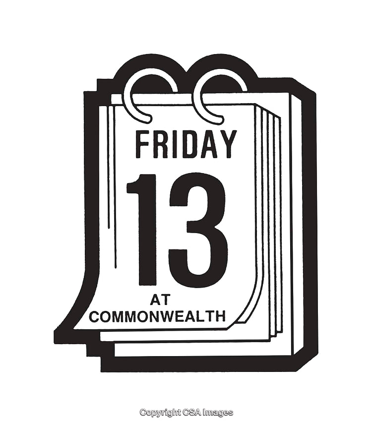 Black and White Friday the 13th Calendar Illustration