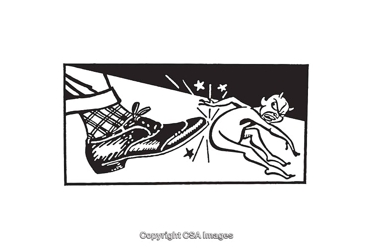 Vintage Black and White Comic Style Line Art Illustration Depicting Action