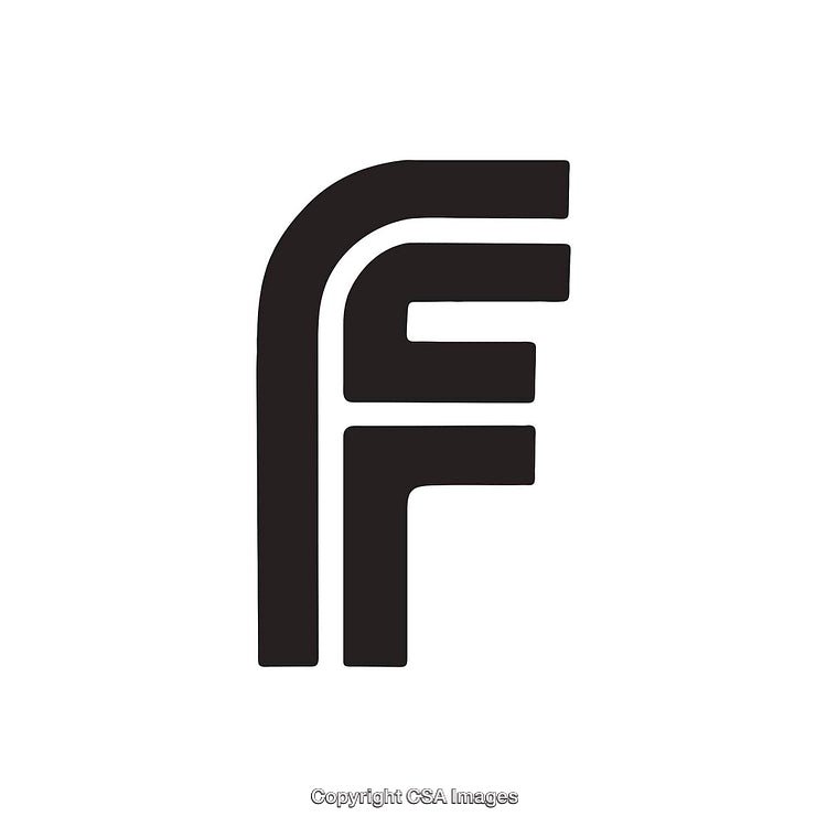 Stylized Bold Letter F Design in Black on White Background