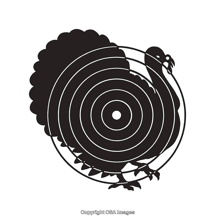 Turkey Silhouette with Target Circles in Black and White Line Art
