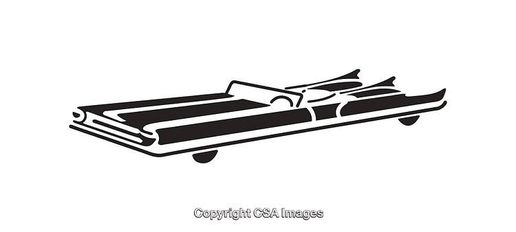 Black and White Icon of a Convertible With Skis on Top
