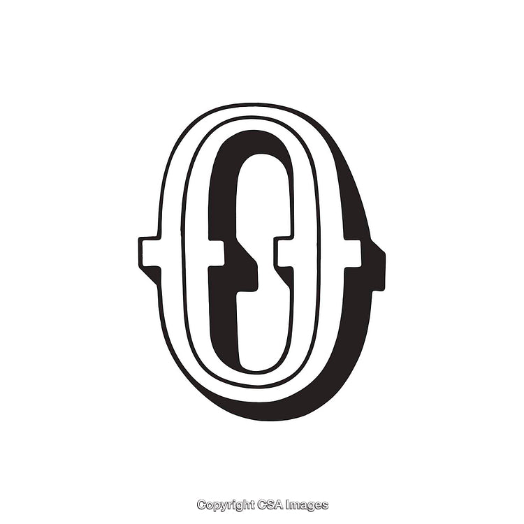 Stylized Black and White Illustration of the Letter O with Unique Design