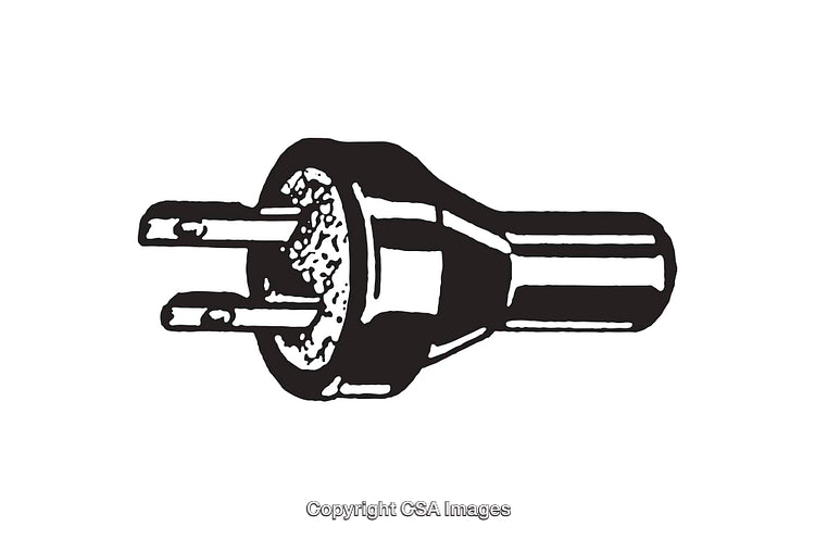 Black and White Illustration of a Vintage Electrical Plug