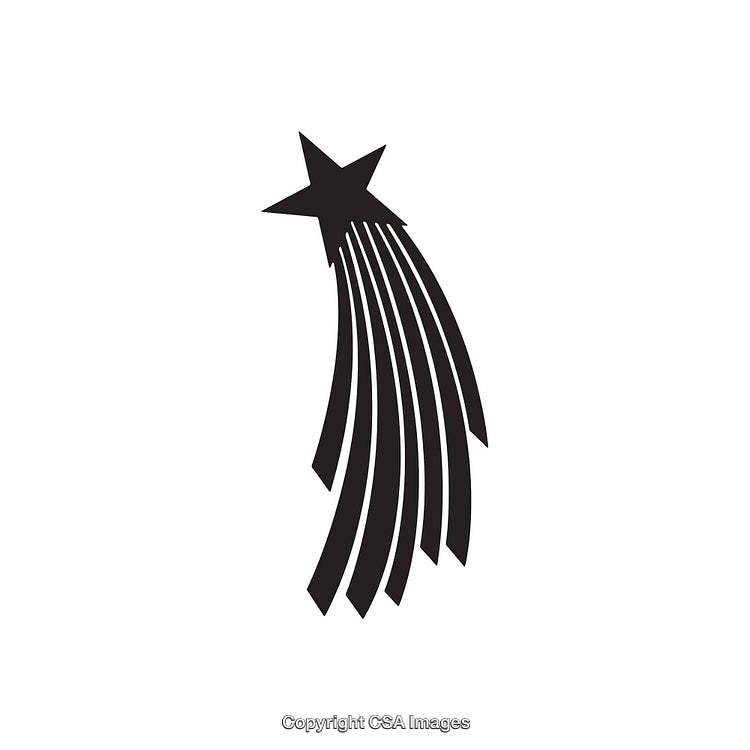 Silhouette of a Shooting Star with Curved Streamer Design
