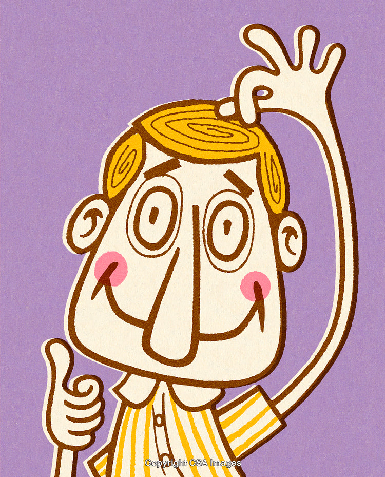 Cheerful Cartoon Character Giving a Thumbs Up with a Playful Expression
