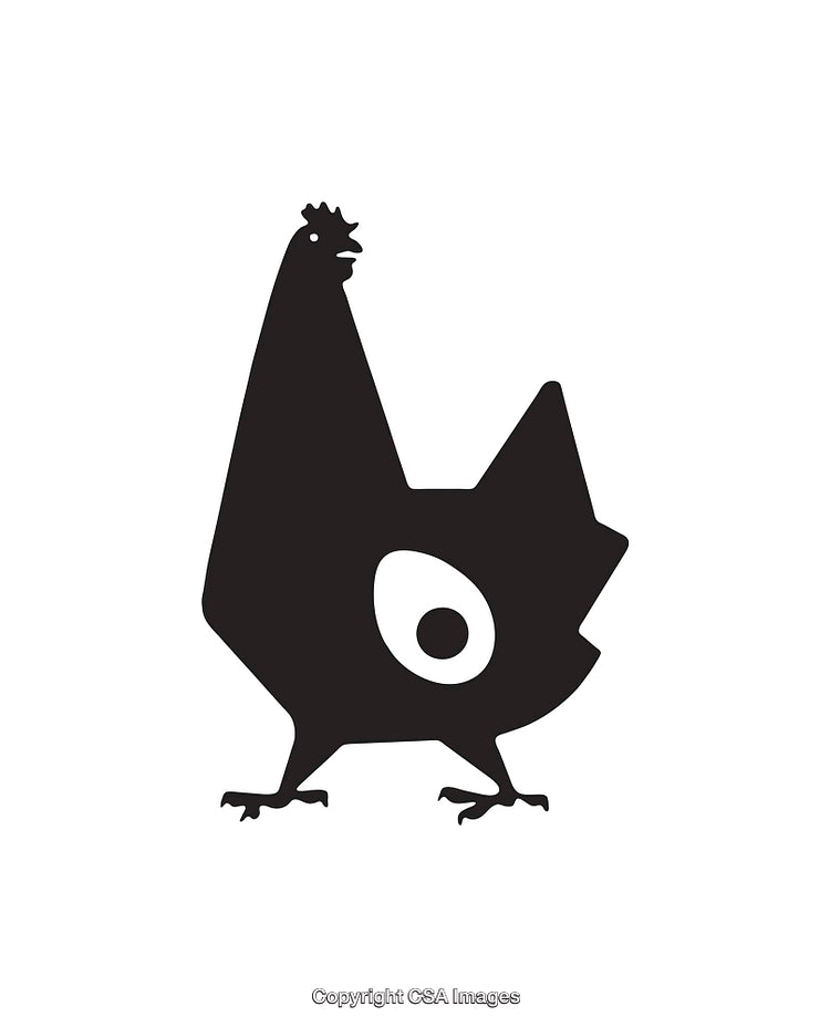 Abstract Black and White Chicken Silhouette with Artistic Design