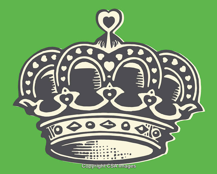 Elegant Crown Illustration With Heart Motifs on a Vibrant Green Background