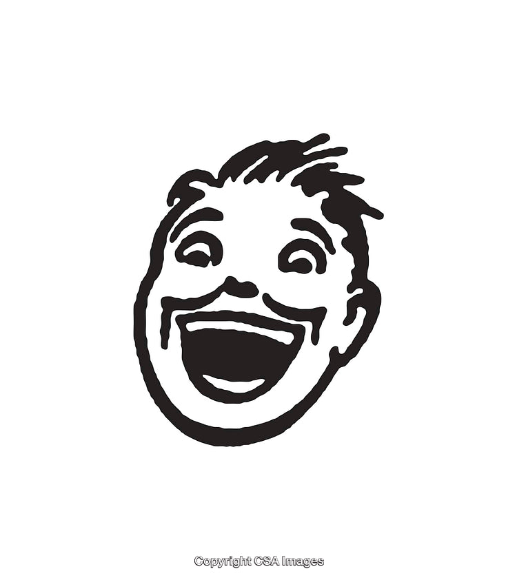 Black And White Line Art Illustration of a Laughing Face