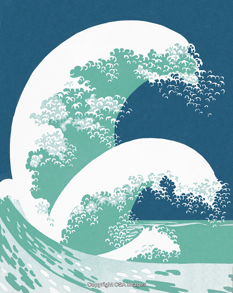 Stylized Ocean Waves Inspired by Japanese Traditional Art Techniques