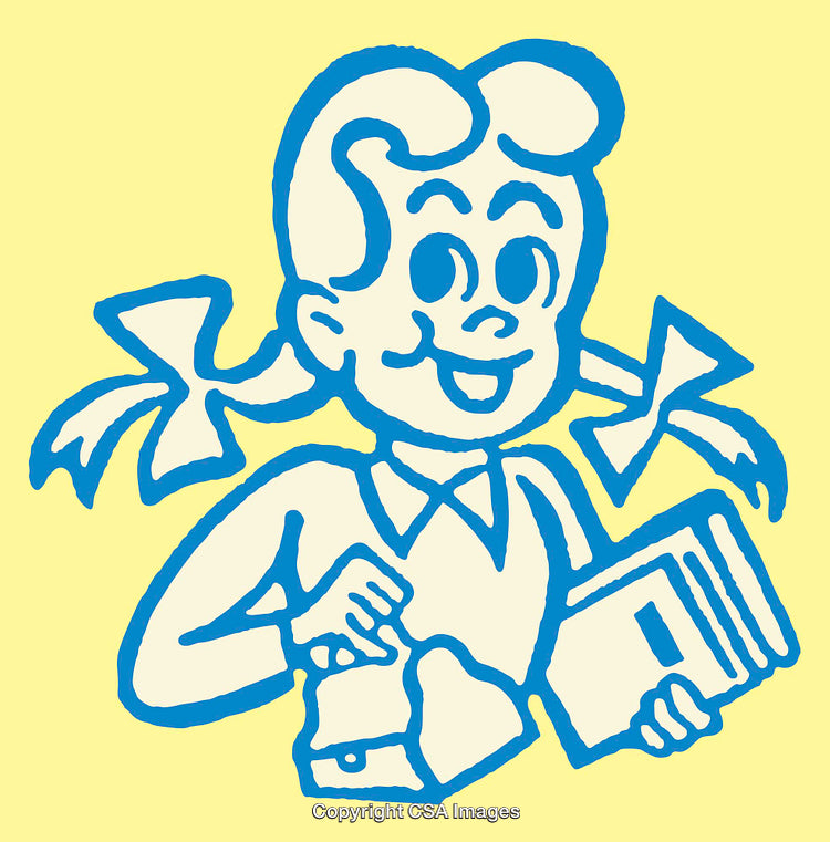 Bright Cheerful Student Cartoon Character Holding Books and Bag