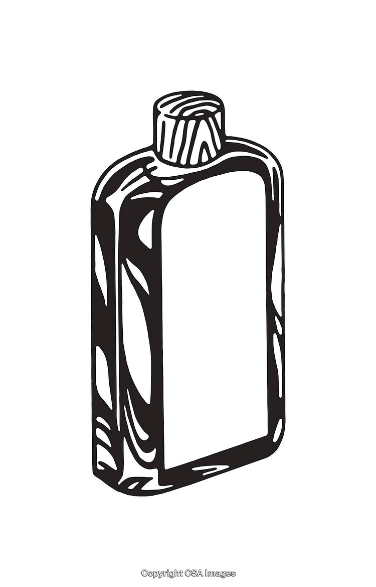 Vintage Black and White Bottle Line Art Illustration