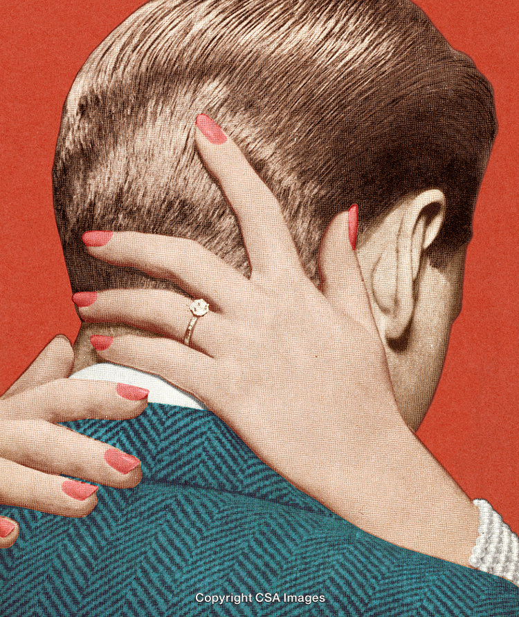 Retro Art of Embrace Featuring Engagement in Pop Art Style