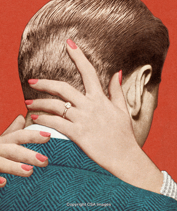 Retro Art of Embrace Featuring Engagement in Pop Art Style