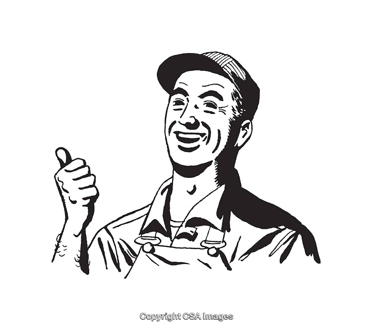Happy Man Giving Thumbs Up, Retro Style Black and White Illustration