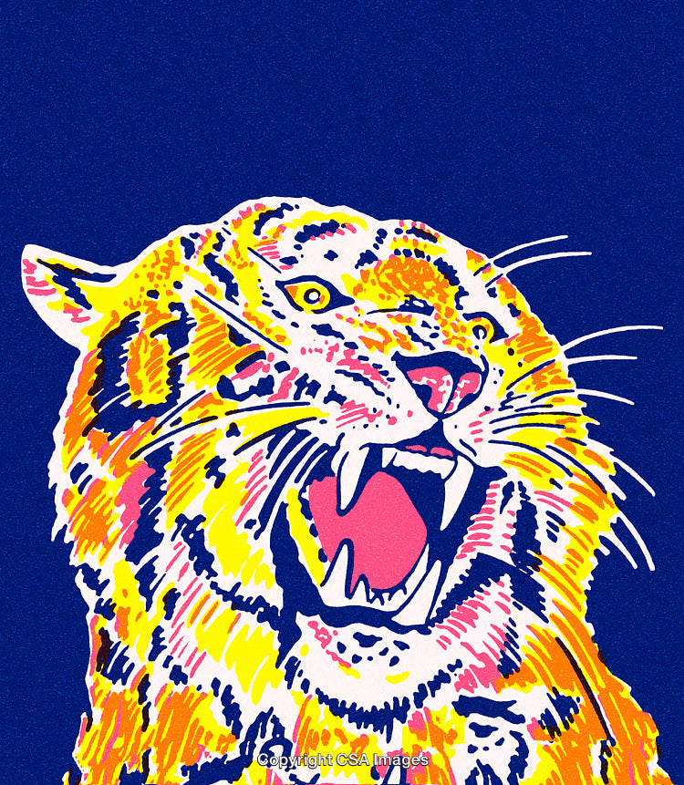 Vibrant Illustration of a Roaring Tiger Expressing Strength and Intensity