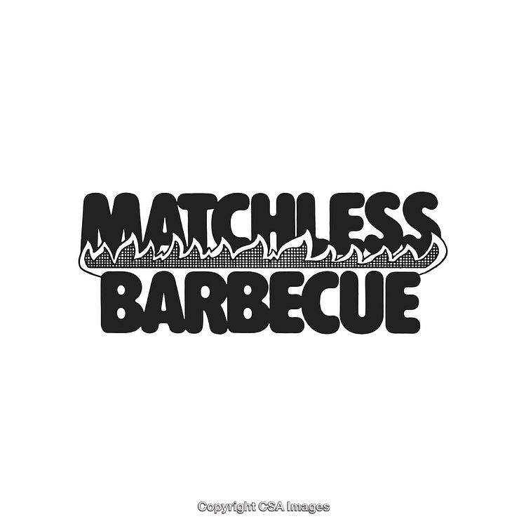 Black and White Matchless Barbecue Logo Design with Fire Illustration
