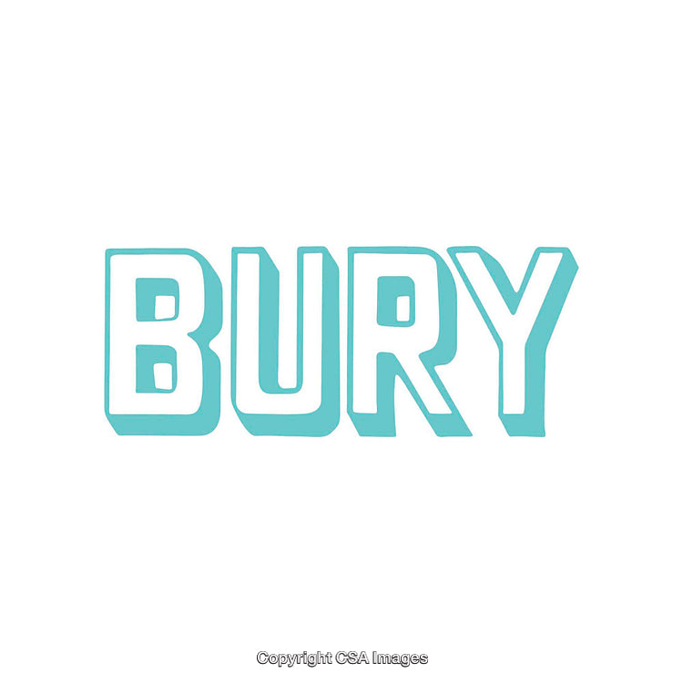 Stylish Bold Text Highlighting Word Bury in Vibrant Blue and White