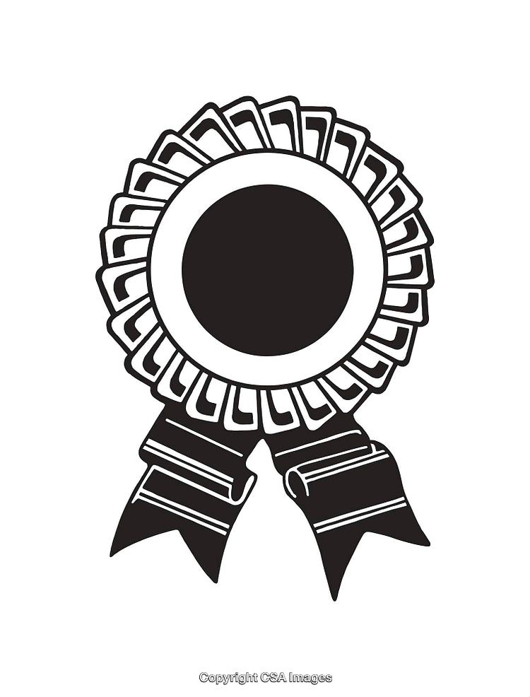 Black and White Line Art Illustration of an Award Ribbon