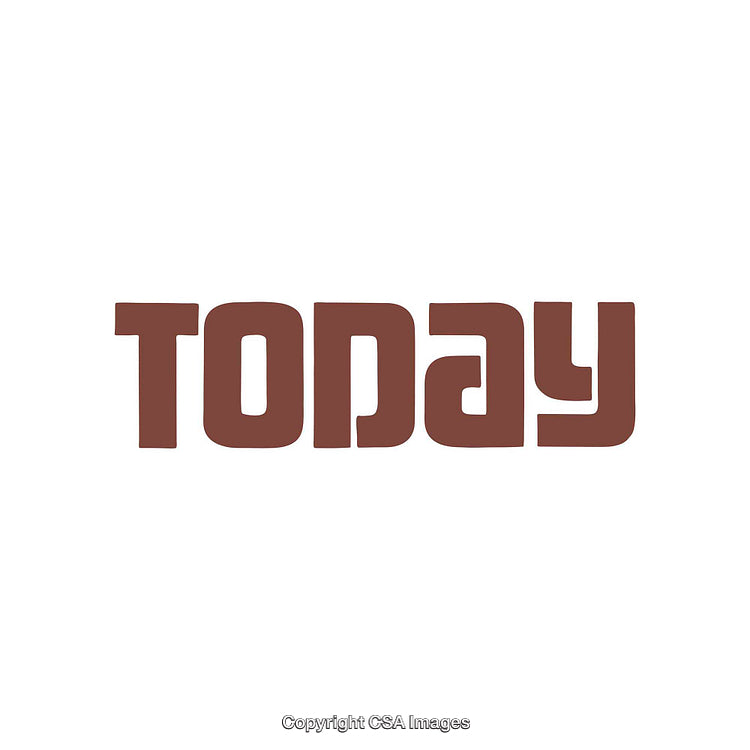 Retro Brown Text "Today" on Minimalist White Background