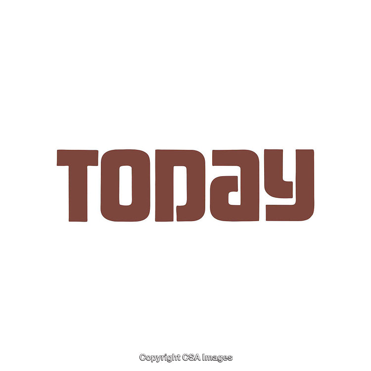 Retro Brown Text "Today" on Minimalist White Background