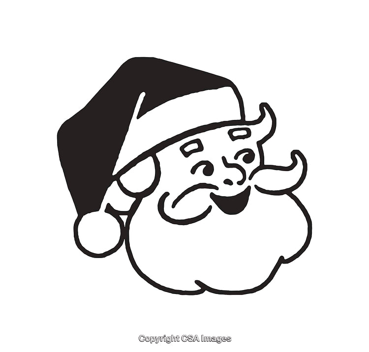 Smiling Santa Claus Line Art Illustration in Black and White