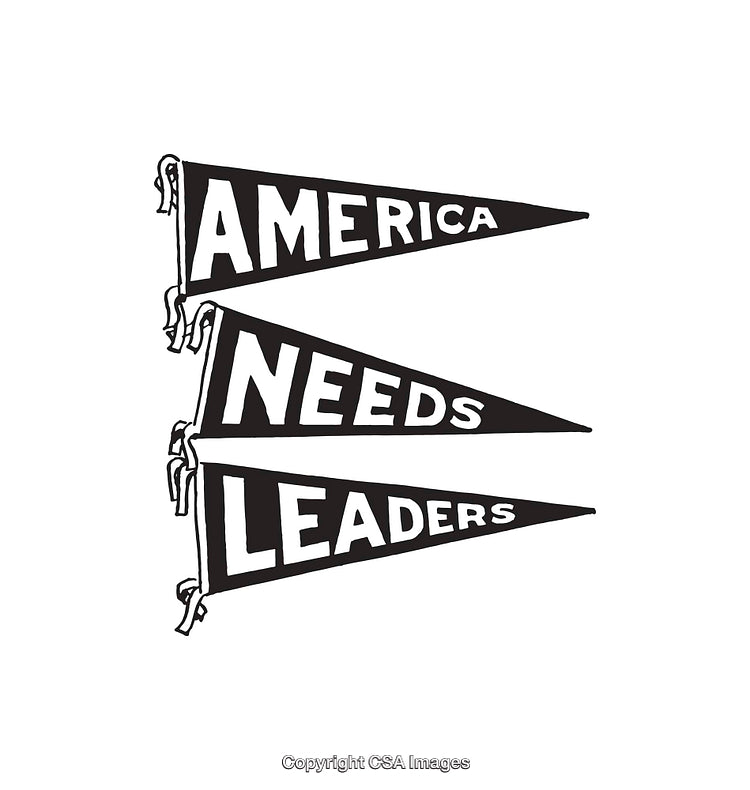 America Needs Leaders Graphic in Black and White Artistic Illustration