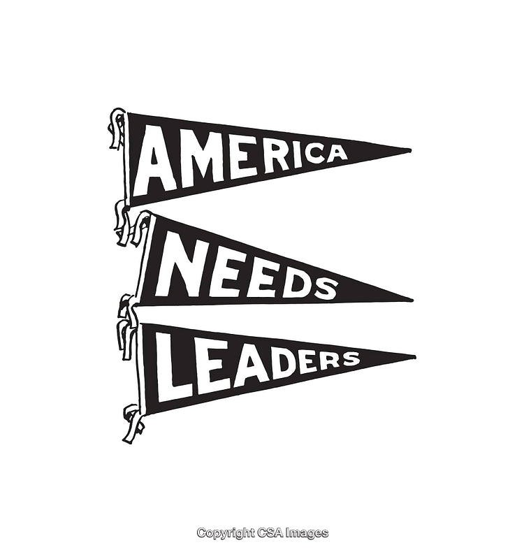 America Needs Leaders Graphic in Black and White Artistic Illustration