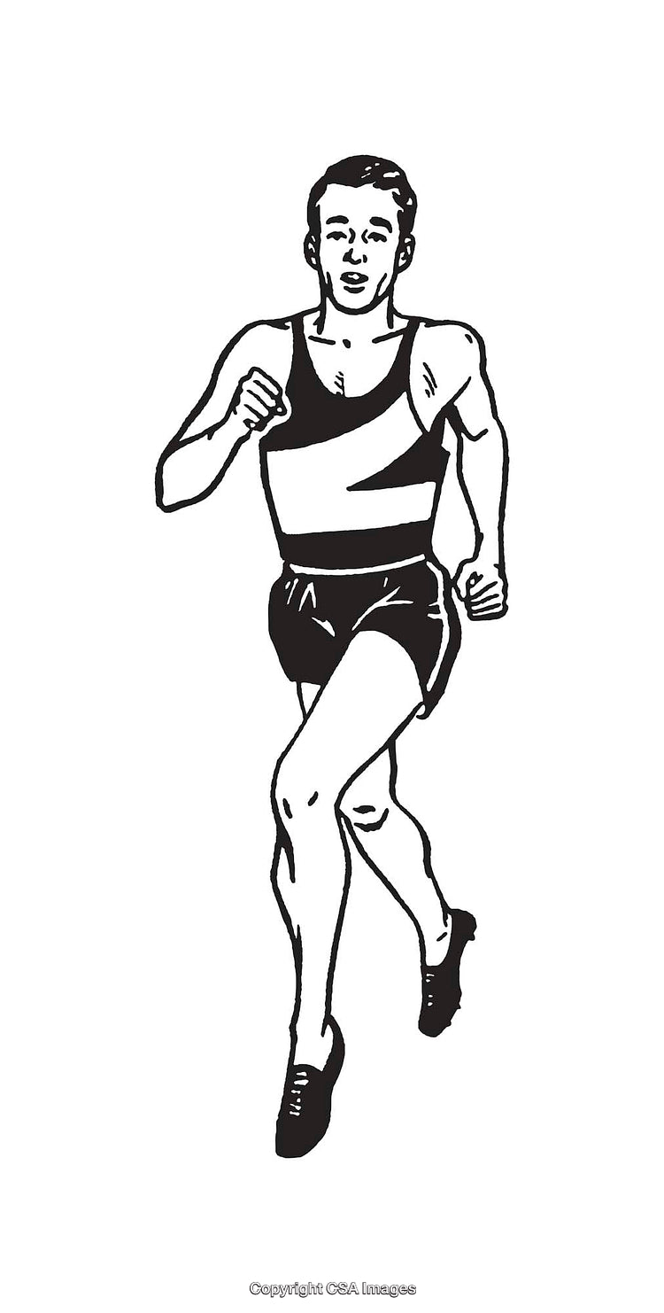 Black and White Line Art of a Runner in Motion