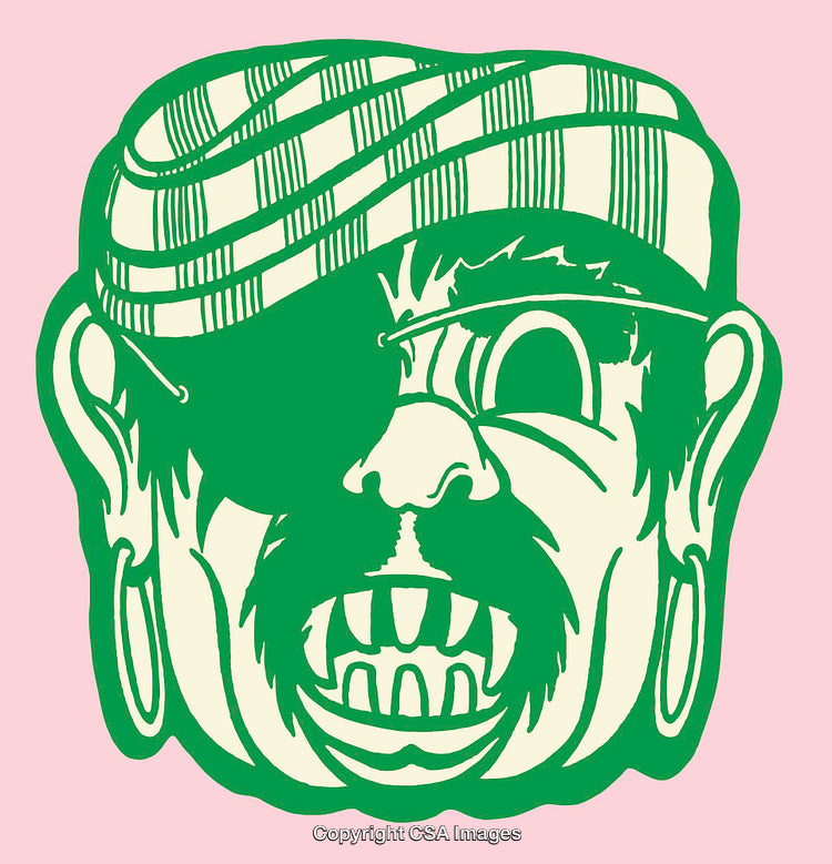 Retro Pirate Illustration With Pink Background in Bold Color Style