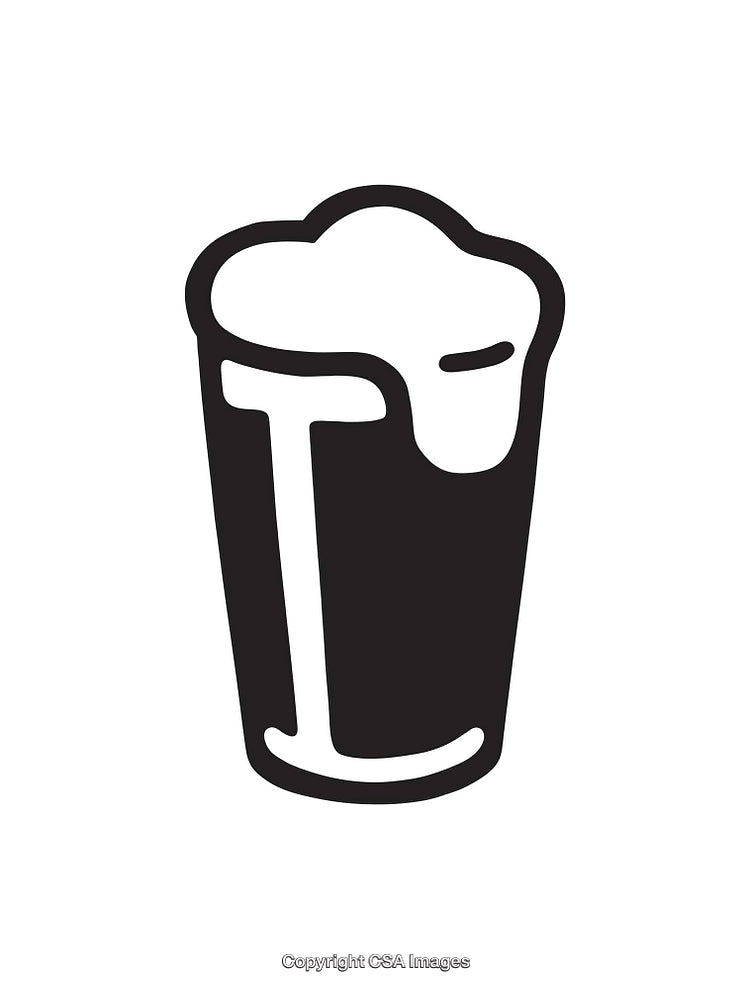 Black and White Line Art Illustration of a Frothy Beverage