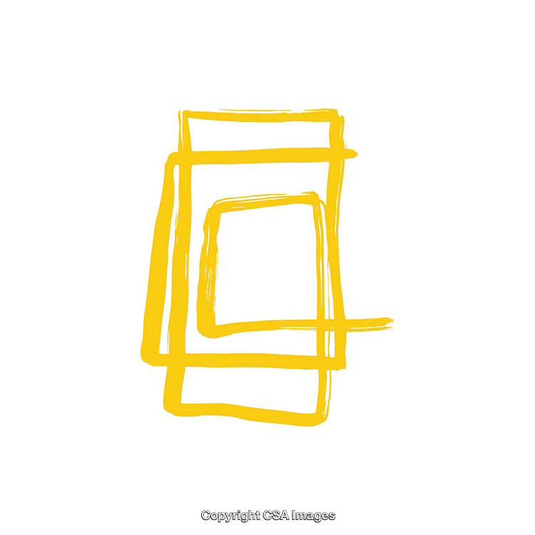 Abstract Yellow Brushstroke Art Featuring Overlapping Rectangular Shapes on White